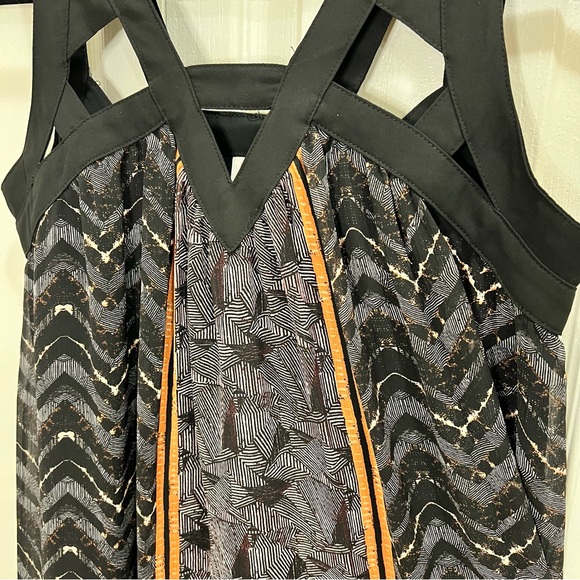 Black White and Orange Pattern Dress M - Picture 3 of 6